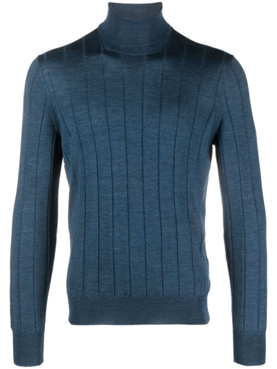 Barba Napoli Turtle Neck Jumper In Blue