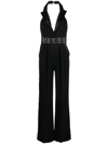 Elisabetta Franchi Black Jumpsuit With Pearls In Black