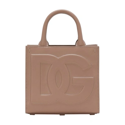 Dolce & Gabbana Mini Leather Dg Daily Shopper Bag In Powder_pink