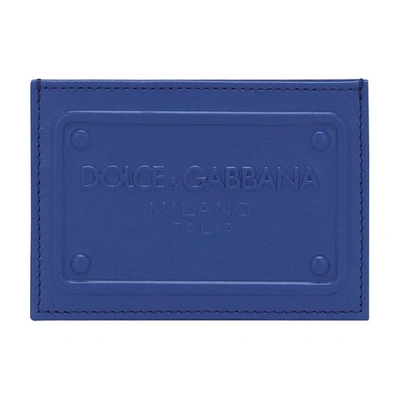 Dolce & Gabbana Calfskin Card Holder In Blue