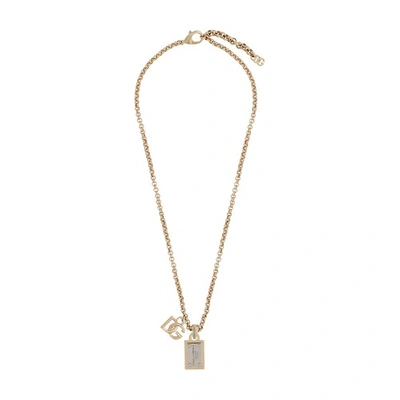 Dolce & Gabbana Link Necklace With Logo And Tag In Gold