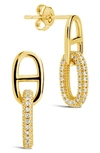 Sterling Forever Reina Pavé Cubic Zirconia Link Drop Earrings In Gold
