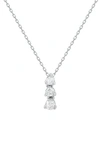 SUZY LEVIAN 14K WHITE GOLD PLATED STERLING SILVER GRADUATED DIAMOND PENDANT NECKLACE