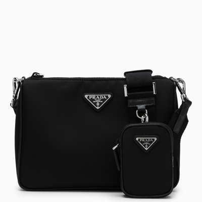Prada Black Cross-body Bag In Re-nylon And Saffiano Leather