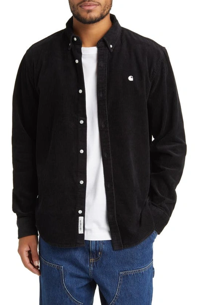 Carhartt Madison Long-sleeve Corduroy Shirt In Black