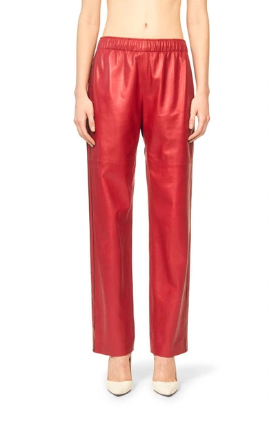 Interior The Durden Metallic Leather Trousers In Cherry