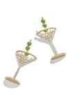 Baublebar Pimento Memento Crystal Martini Drop Earrings In Gold Tone In Clear