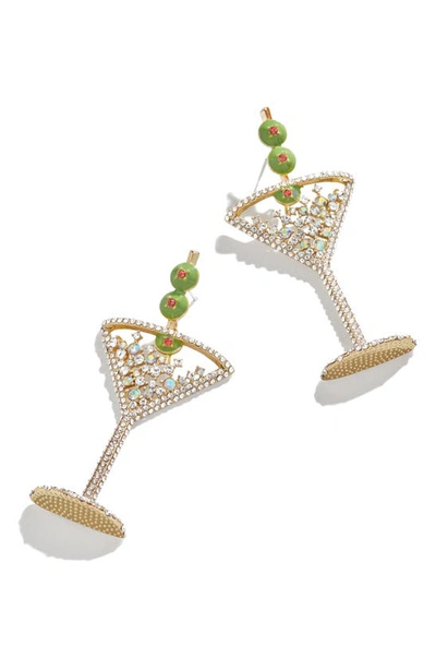 Baublebar Pimento Memento Crystal Martini Drop Earrings In Gold Tone In Clear
