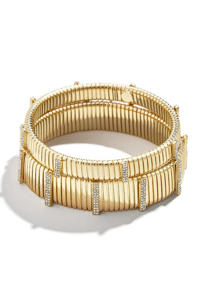 Baublebar Crystal Ribbed Set Of 2 Bangles In Gold