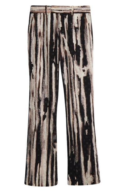 Amiri Crystal Embellished Bleach Tie Dye Wool Blend Trousers In Black