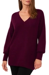 Halogen V-neck Tunic Sweater In Deep Ruby