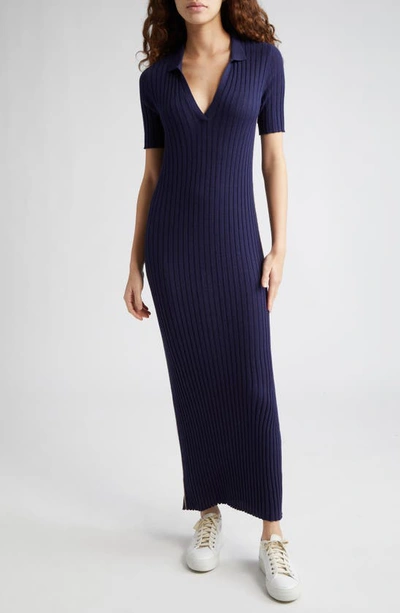 Atm Anthony Thomas Melillo Women's Ribbed Cotton & Silk Maxi Dress In Navy