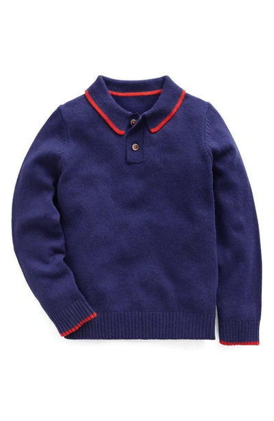 Mini Boden Kids' Tipped Collared Sweater In French Navy