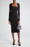 Dolce & Gabbana Tulle-sleeve Midi Dress In Black