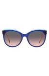 Carolina Herrera 57mm Gradient Round Cat Eye Sunglasses In Blue Pink/ Grey Shaded Pink