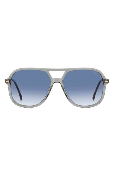 Carrera Eyewear 58mm Navigator Sunglasses In Grey/ Blue Shaded
