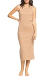 Roxy Good Keepsake Cutout Midi Dress In Warm Taupe