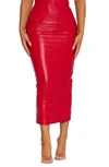 Naked Wardrobe The Crocodile Midi Skirt In Red