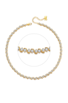 CLASSICHARMS GOLD WAVE ZIRCONIA TENNIS CHOKER NECKLACE