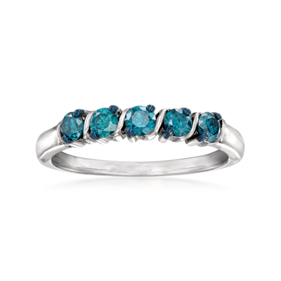 Ross-simons Blue Diamond 5-stone Ring In Sterling Silver