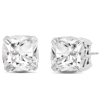 Nicole Miller Sterling Silver With 7mm Cushion Cut Gemstones Stud Earrings In Multi