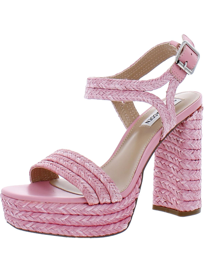 Steve Madden Lombardo Womens Woven Open Toe Platform Sandals In Pink