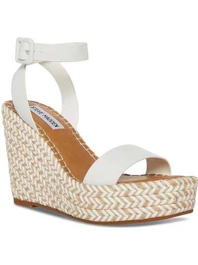 STEVE MADDEN UPSTAGE WOMENS LEATHER BUCKLE WEDGE SANDALS