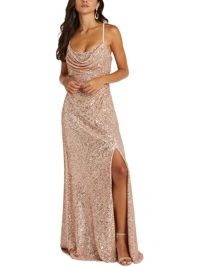 Nw Nightway Womens Sequined Maxi Evening Dress In Gold