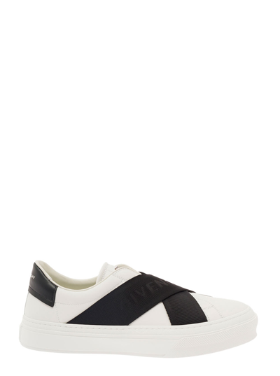 Givenchy City Sport Sneakers In Leather With Double Stripe In White