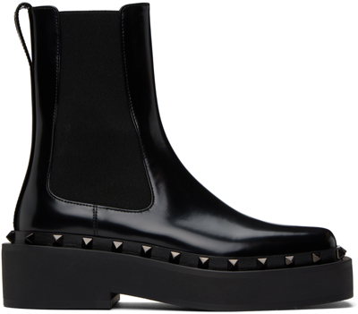 Valentino Garavani 50mm Rockstud M-way Leather Ankle Boots In Black