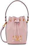 Valentino Mini Vlogo Signature Leather Bucket Bag In 16q Rose Quartz
