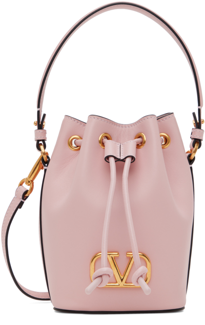 Valentino Garavani V Logo Signature Mini Bucket Bag In Pink