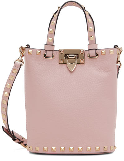 Valentino Garavani Pink Rockstud Crossbody Tote In 16q Rose Quartz