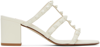 Valentino Off-white Rockstud Heeled Sandals In 098 Ivory