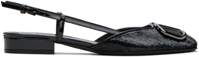 Valentino Garavani Vlogo 20 Pointed-toe Leather Slingback Courts In Black