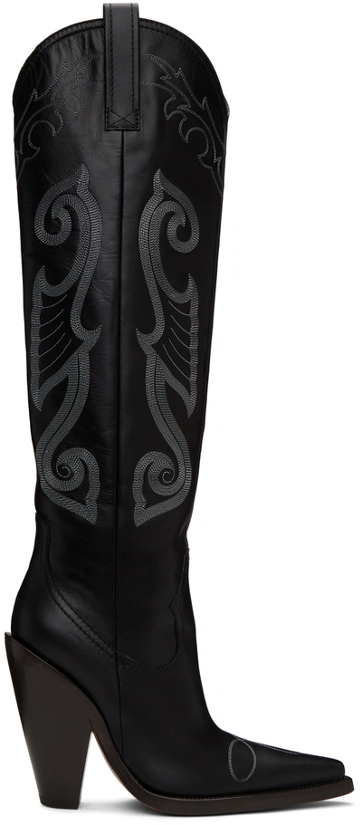 Moschino Black High Western Boots