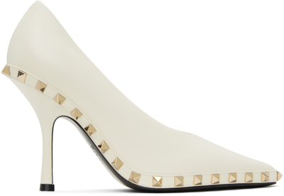 Valentino Garavani Off-white Rockstud Heels In 098 Ivory