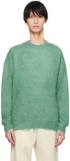 AURALEE GREEN BRUSHED SWEATER