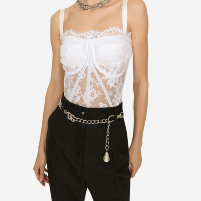 Dolce_and_gabanna White Lace Bustier Top