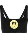 Barrow Smiley-face Jersey Fleece Cropped Top In Black