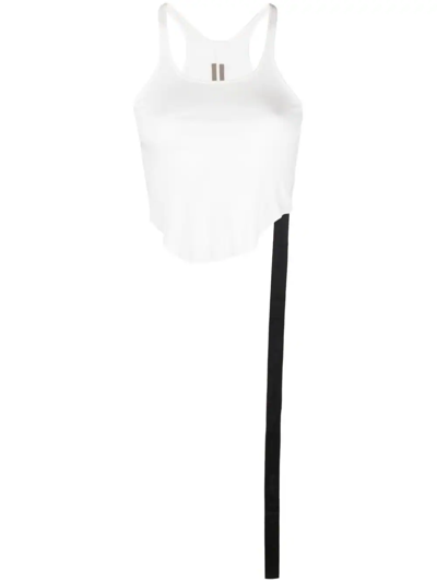 Rick Owens Drkshdw Strap-embellished Asymmetric Tank Top In White