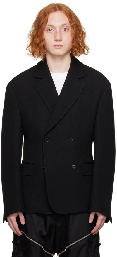 Off-white Black Double-breasted Blazer In Black Black