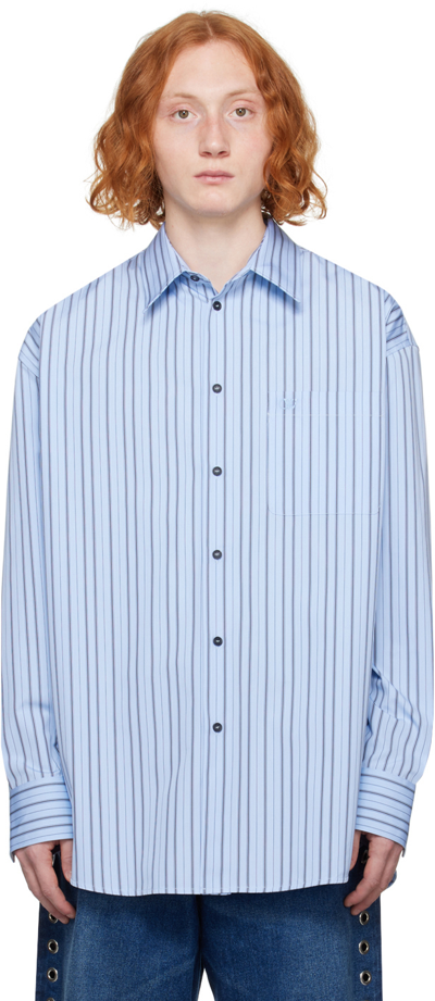 Off-white Striped Cotton Shirt In Placid Blue