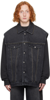 Off-white Logo-patch Decorative-zip Denim Gilet In Grey