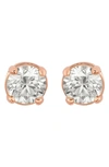 Suzy Levian 14k Gold Plated Sterling Silver Round Cut Diamond Stud Earrings In Rose Gold