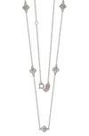 SUZY LEVIAN 14K GOLD PLATED STERLING SILVER DIAMOND CLOVER STATION CHAIN NECKLACE