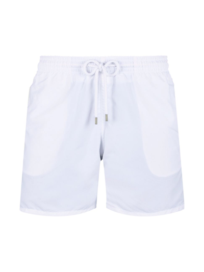 Vilebrequin Elastic Drawstring Waist Plain Shorts In White