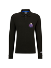 Hugo Boss Men's Boss X Nfl Long-sleeved Polo Shirt With Collaborative Branding In Giants Black