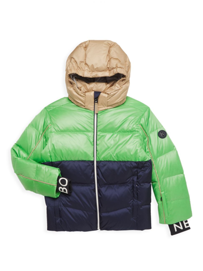 Bogner Kids' Fritz Colourblocked Down Ski Jacket In Power Green