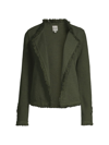 Nic + Zoe Women's Mix Knit Fringed Open Jacket In Green